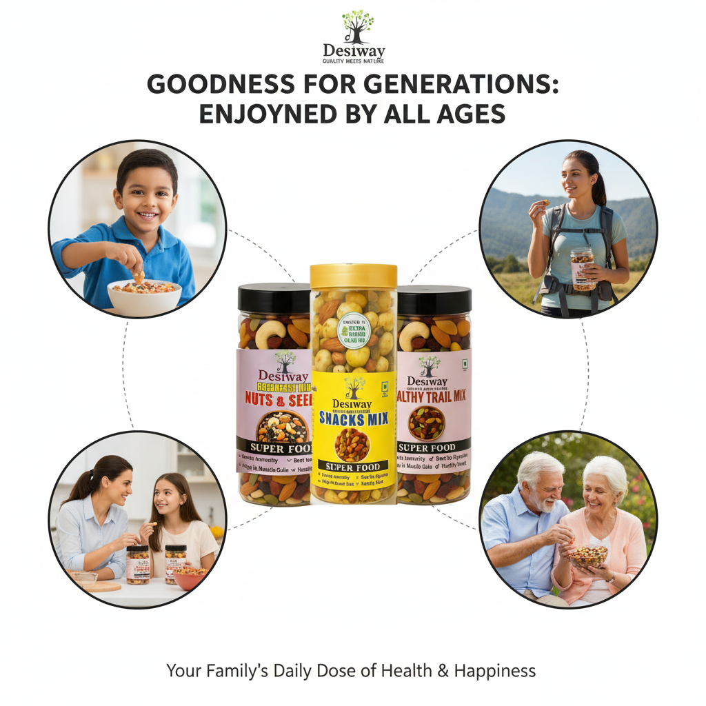 Desiway Dry Fruits Combo | Trail Mix, Breakfast Mix & Olive Oil Roasted Snacks Mix