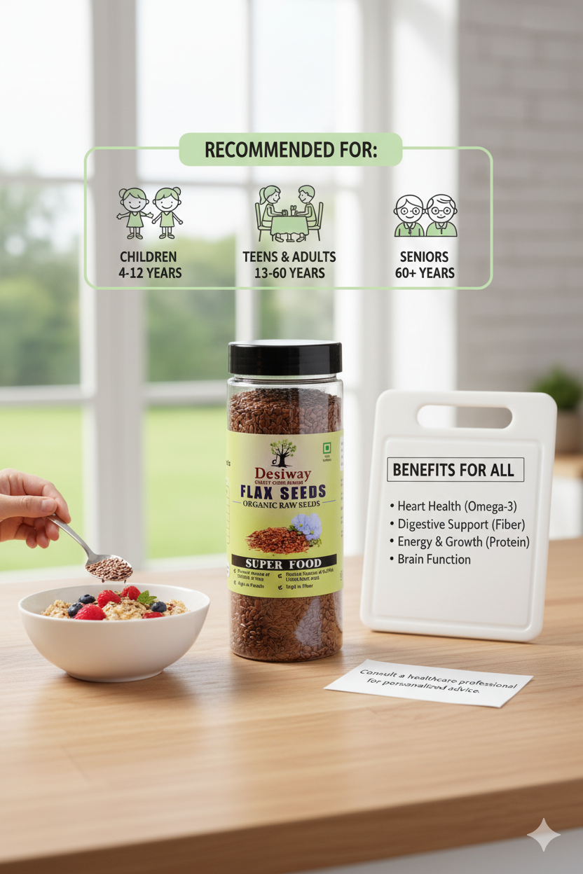 Desiway Organic Raw Flax Seeds 200g, 100% Natural Super Food, Rich in Omega-3, Protein and Fibre