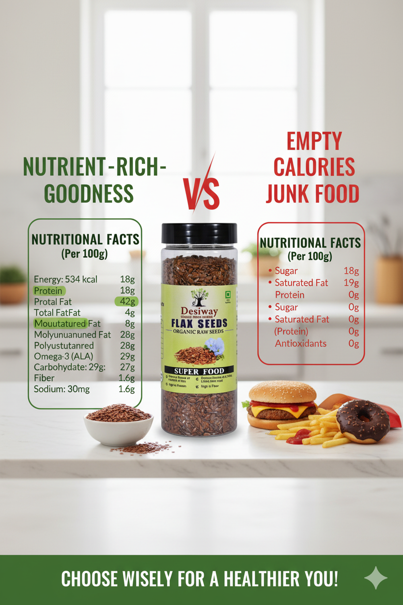 Desiway Organic Raw Flax Seeds 200g, 100% Natural Super Food, Rich in Omega-3, Protein and Fibre