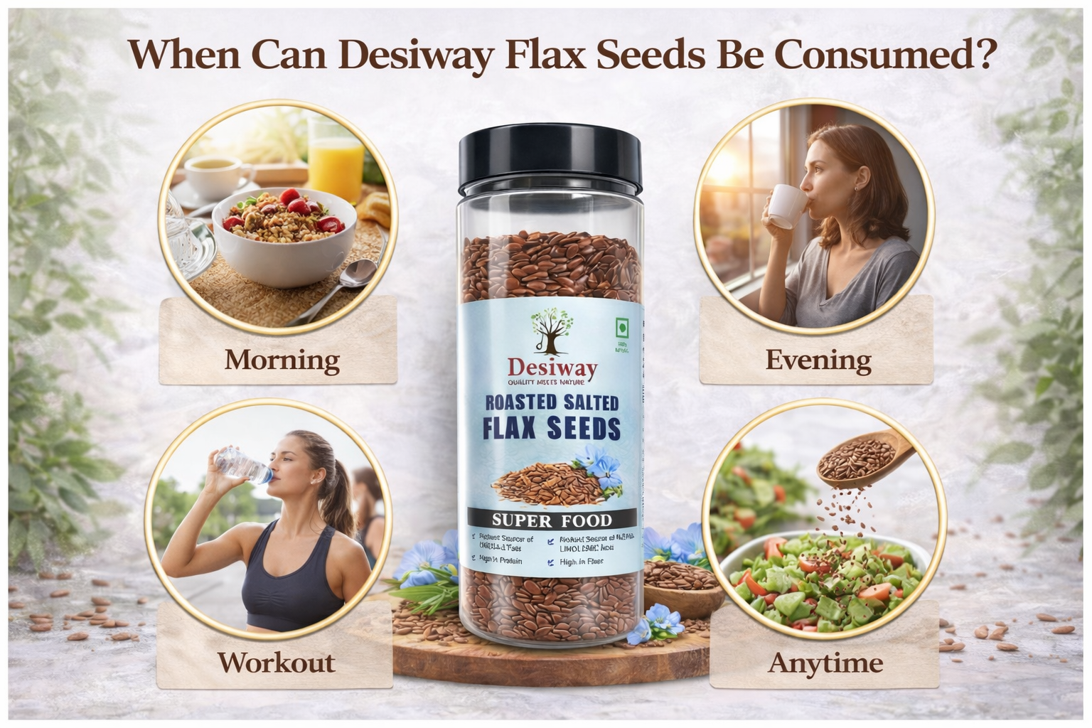Desiway Roasted Salted Flax Seeds, Olive Oil Roasted Flax Seeds, High in Omega-3 and Protein 200gms