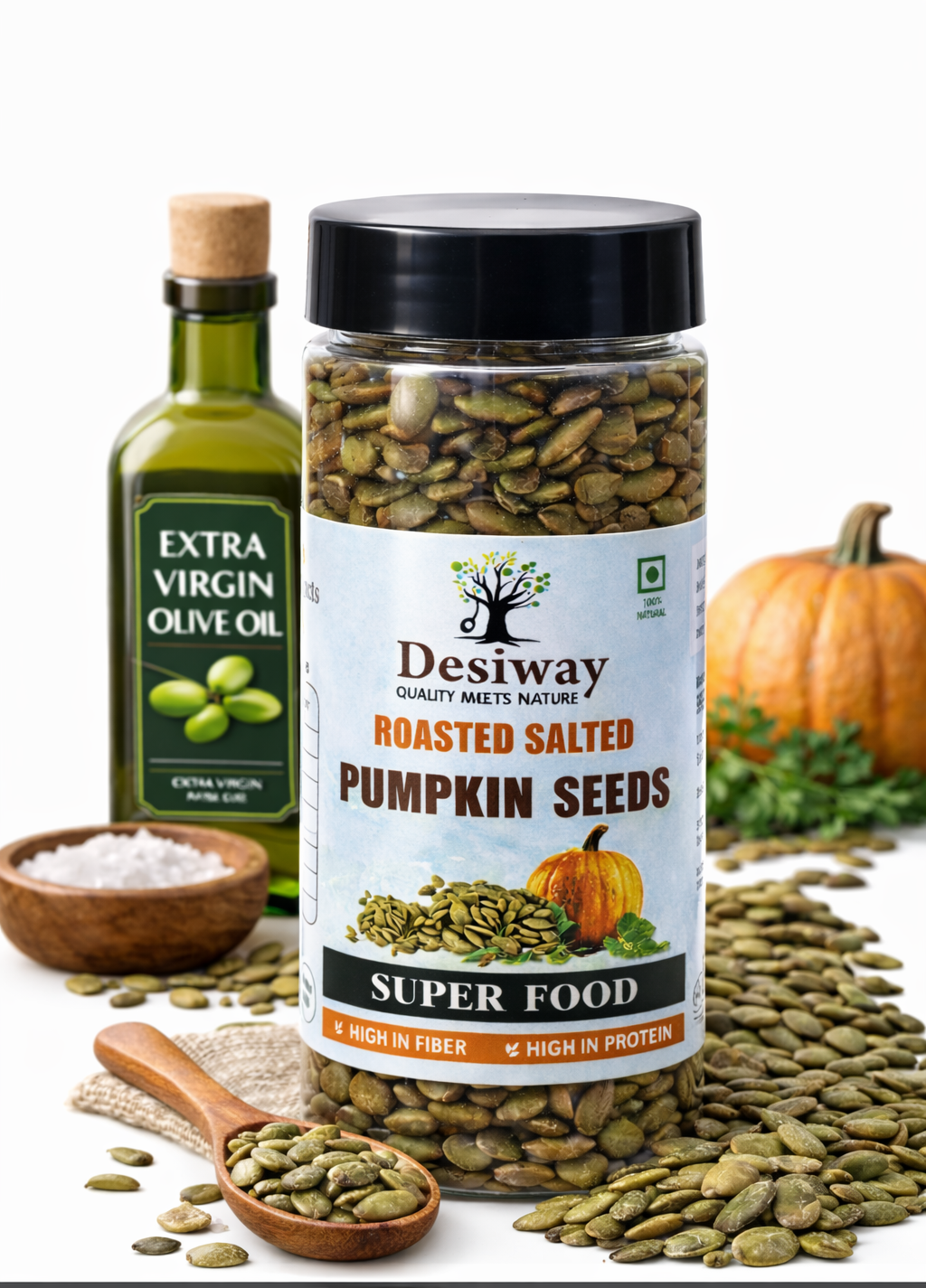 Desiway Roasted Salted Pumpkin Seeds, Olive Oil Roasted Pumpkin Seeds, Super Food | 200gms