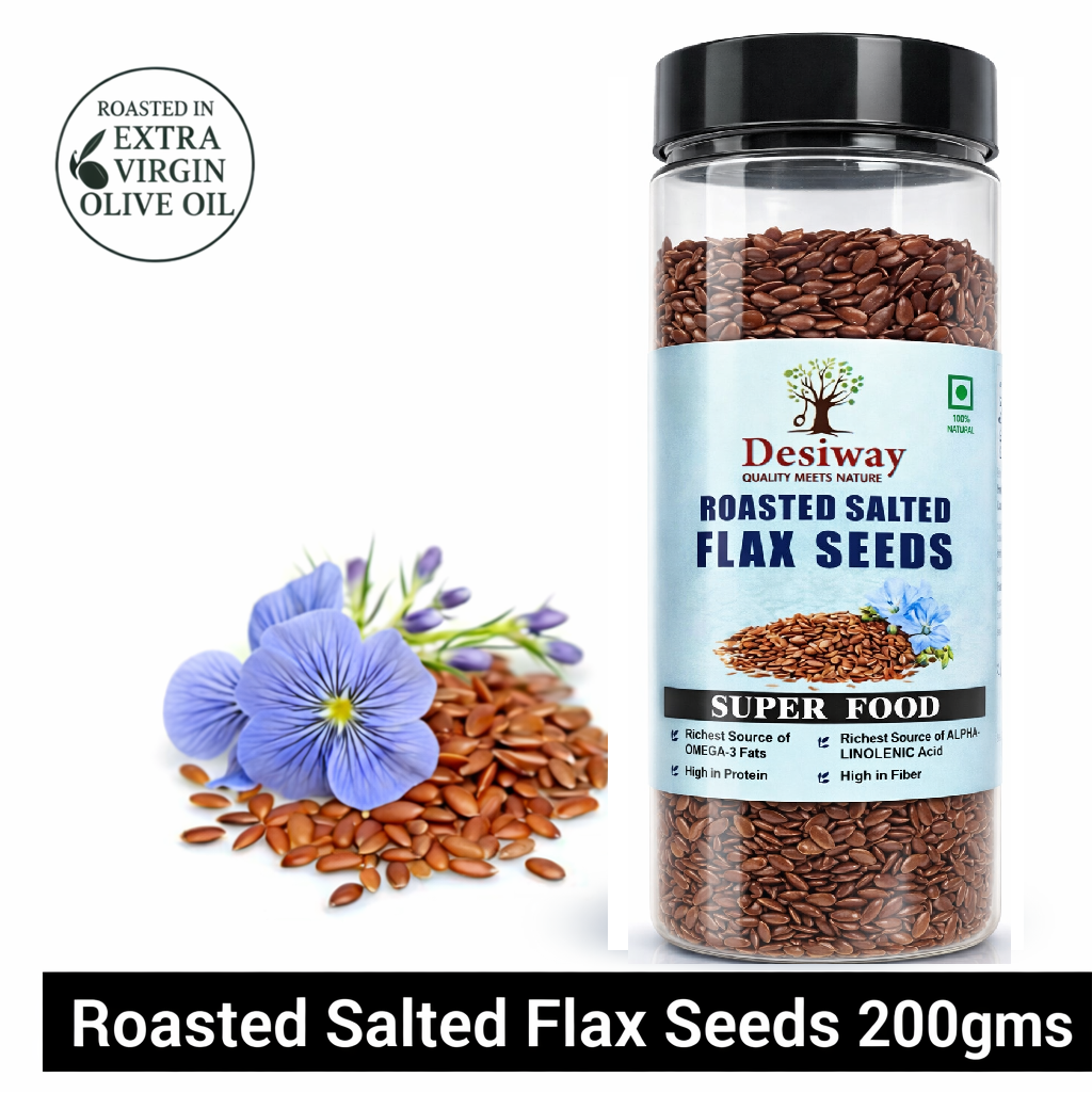Desiway Roasted Salted Flax Seeds, Olive Oil Roasted Flax Seeds, High in Omega-3 and Protein 200gms