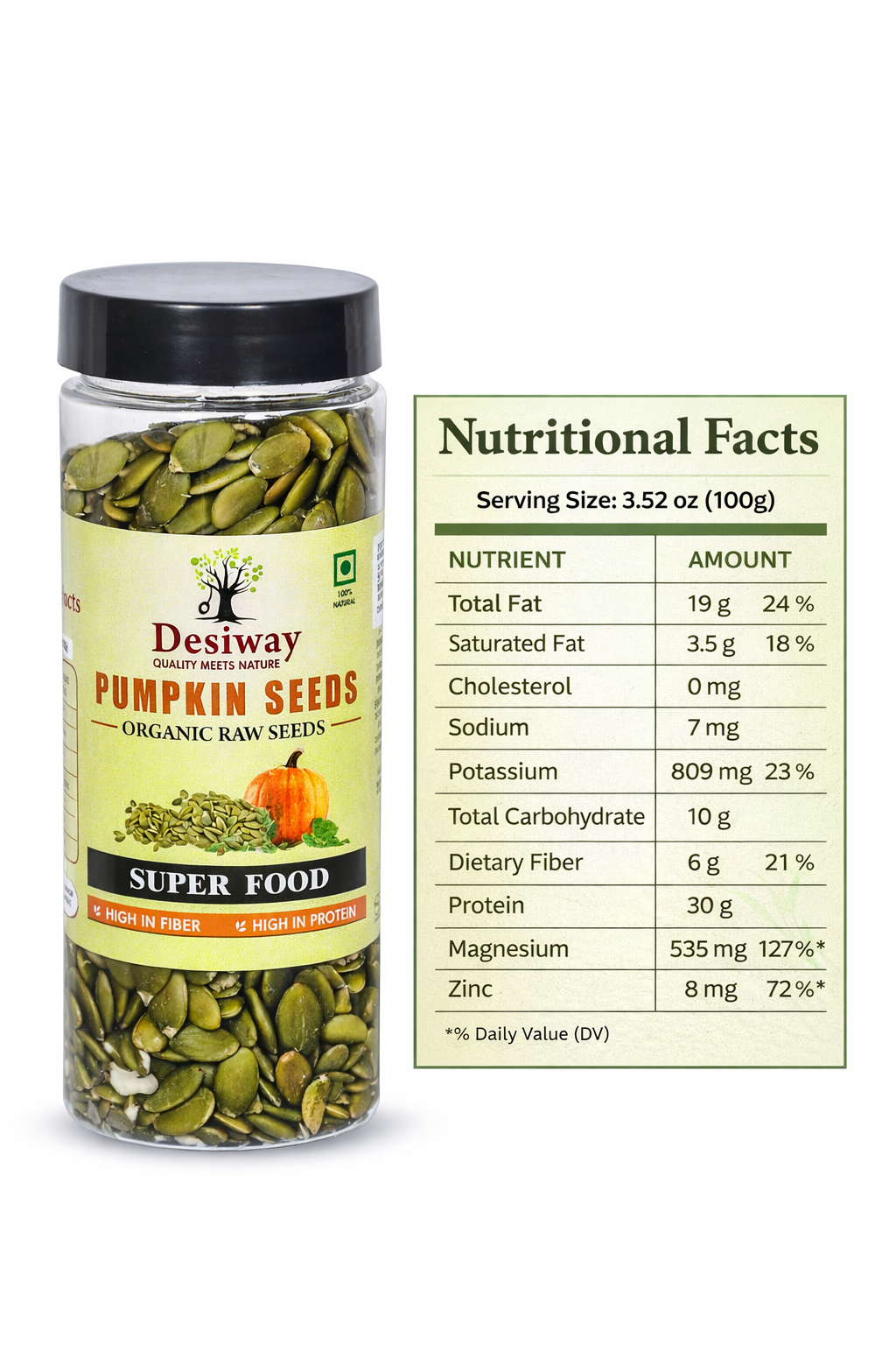 Desiway Raw Dried Pumpkin Seeds | Healthy Diet Snacks - 200 Gm | Organic Pumpkin seeds 200gms