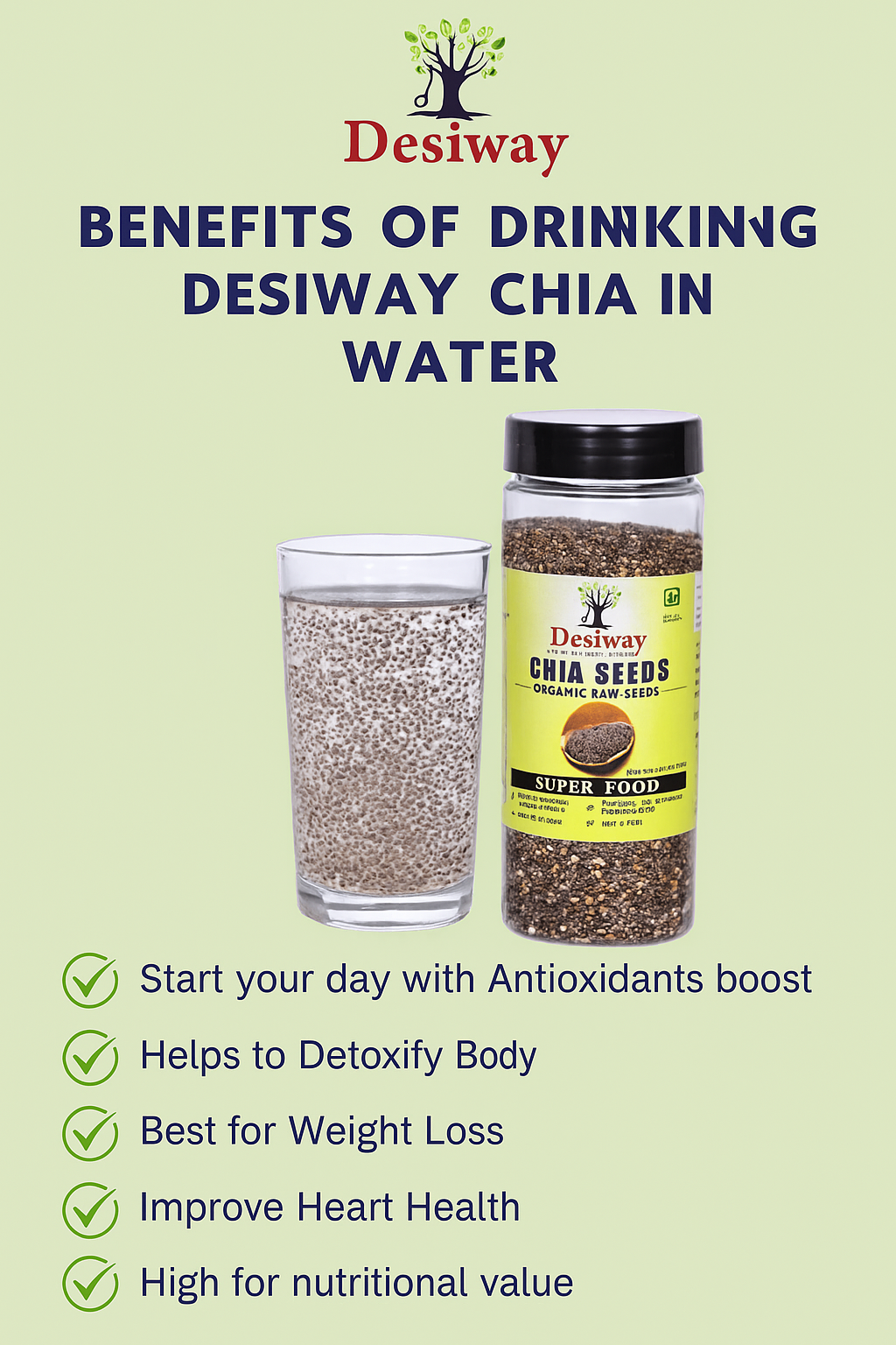 Desiway Organic Raw Chia Seeds 200g, Super Food, Rich in Omega-3 and Protein, High in Fibre | Organic Chia Seeds 200gm