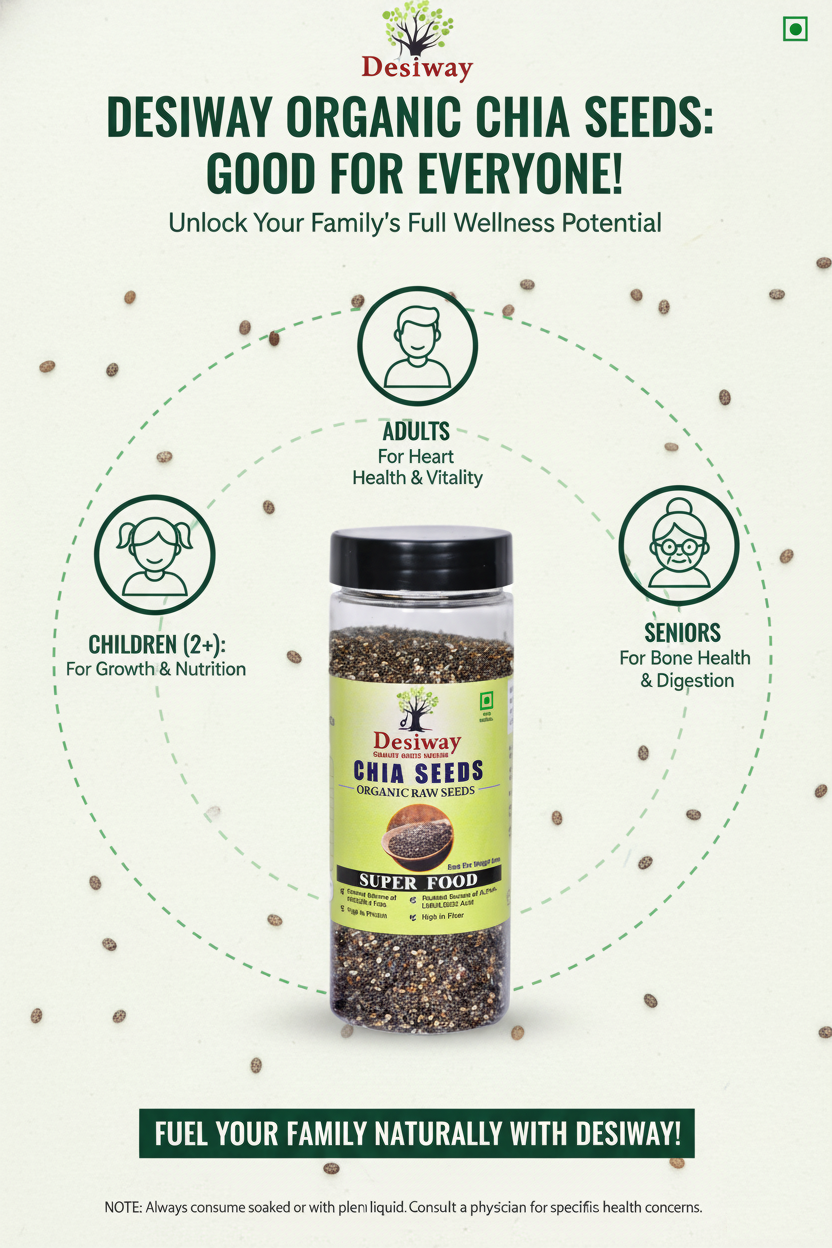 Desiway Organic Raw Chia Seeds 200g, Super Food, Rich in Omega-3 and Protein, High in Fibre | Organic Chia Seeds 200gm
