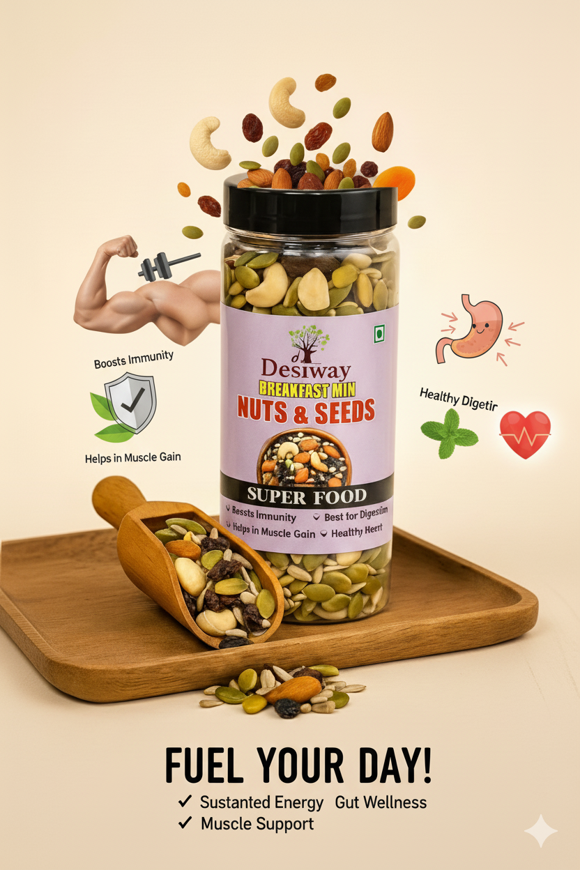 Desiway Breakfast Mix, Mixed Nuts and Seeds Superfood, Immunity Boosting Trail Mix 200gms