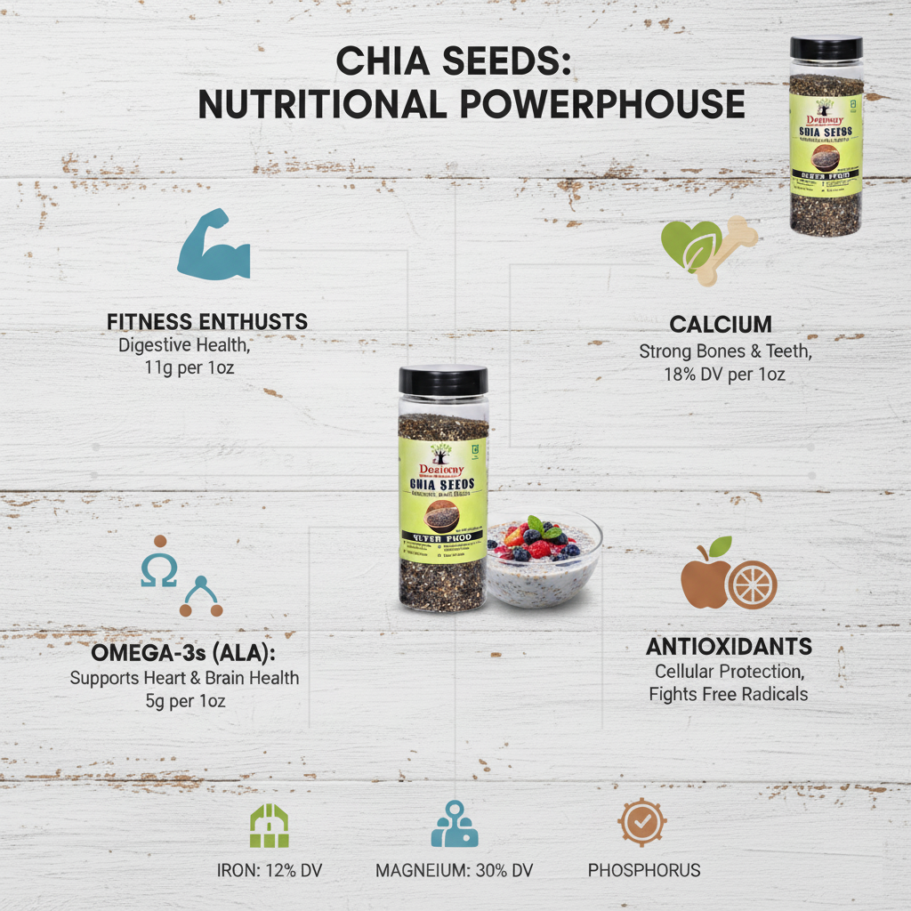 Desiway Organic Raw Chia Seeds 200g, Super Food, Rich in Omega-3 and Protein, High in Fibre | Organic Chia Seeds 200gm