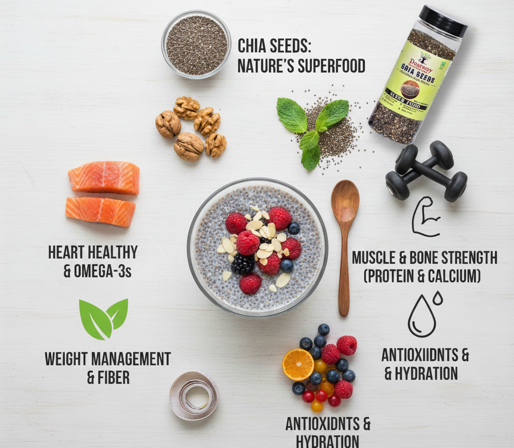 Desiway Organic Raw Chia Seeds 200g, Super Food, Rich in Omega-3 and Protein, High in Fibre | Organic Chia Seeds 200gm