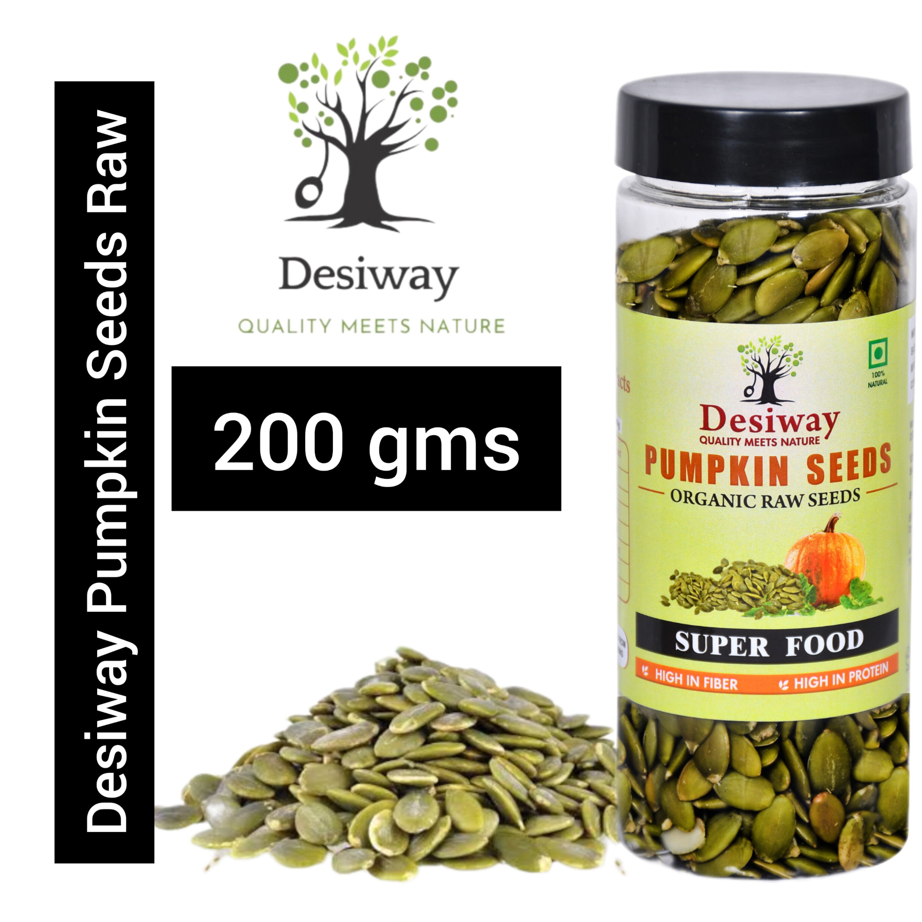 Desiway Raw Dried Pumpkin Seeds | Healthy Diet Snacks - 200 Gm | Organic Pumpkin seeds 200gms