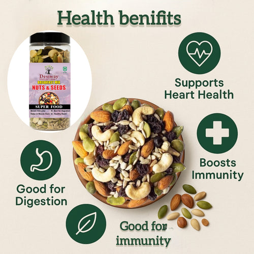 Desiway Breakfast Mix, Mixed Nuts and Seeds Superfood, Immunity Boosting Trail Mix 200gms
