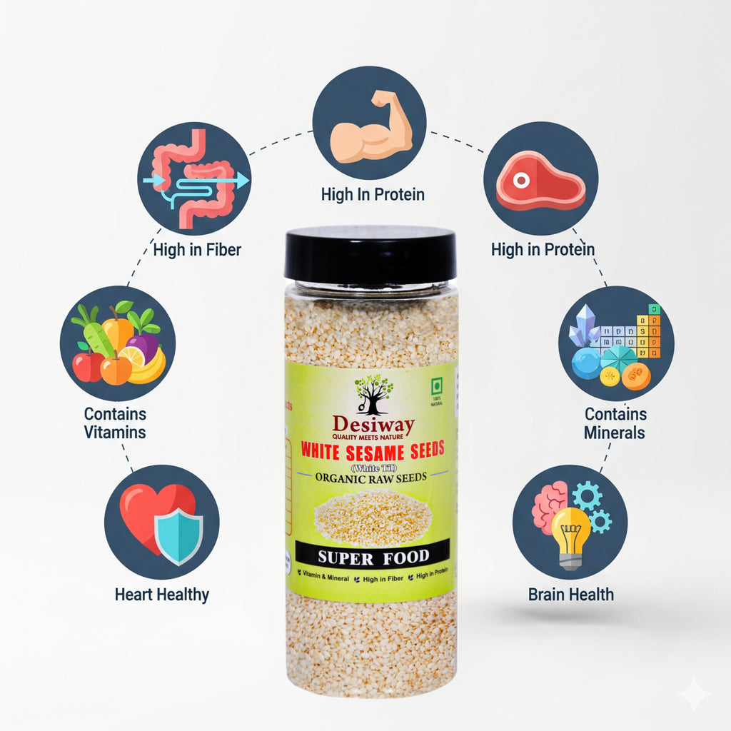 Desiway Organic Raw Seeds Combo Pack, White and Black Sesame Seeds, Super Food, High in Fiber and Antioxidants 200gms