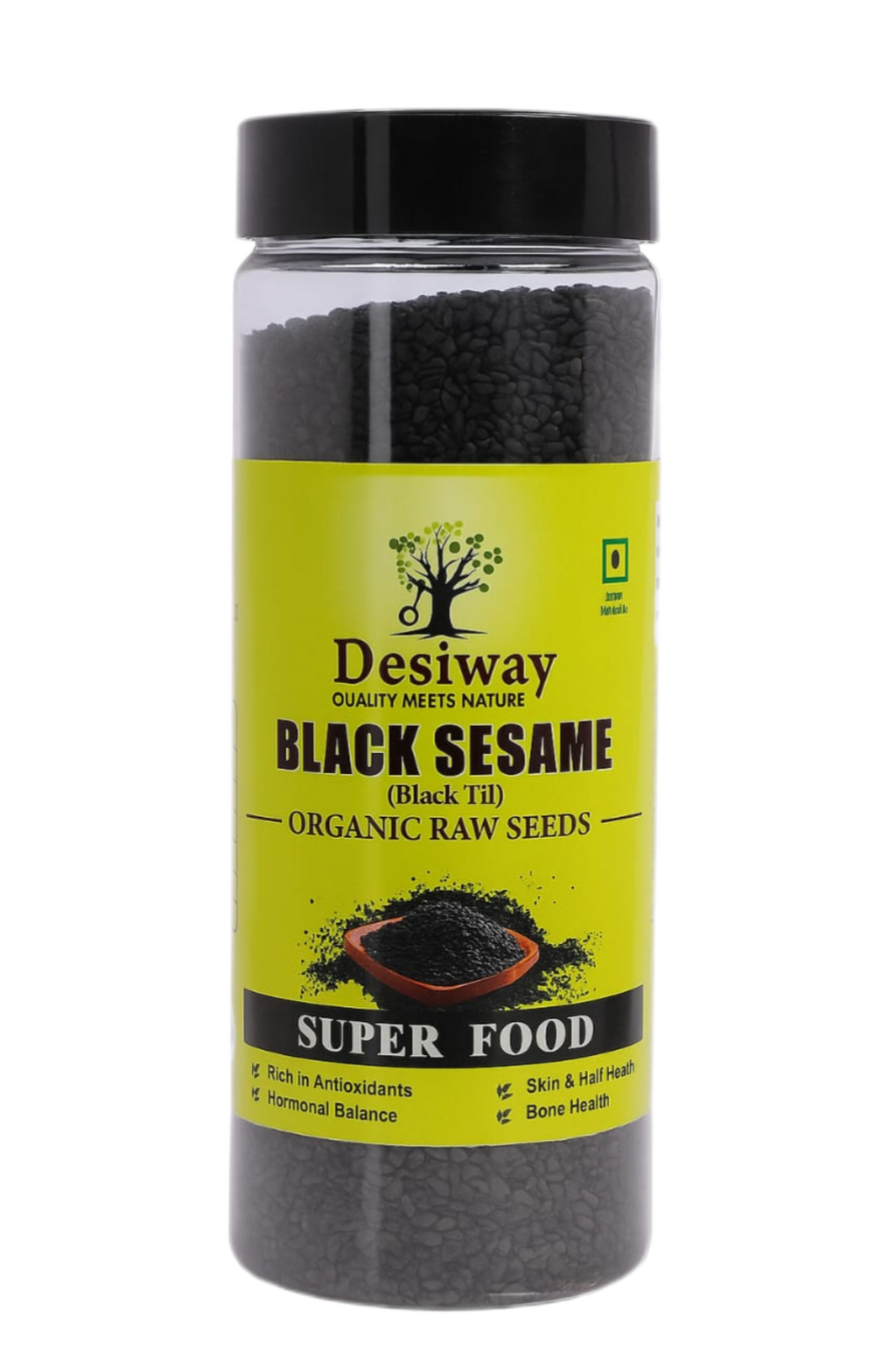 Desiway Black Sesame Seeds, Organic Raw Black Til, Super Food for Skin, Hair and Bone Health, Rich in Antioxidants 200gms