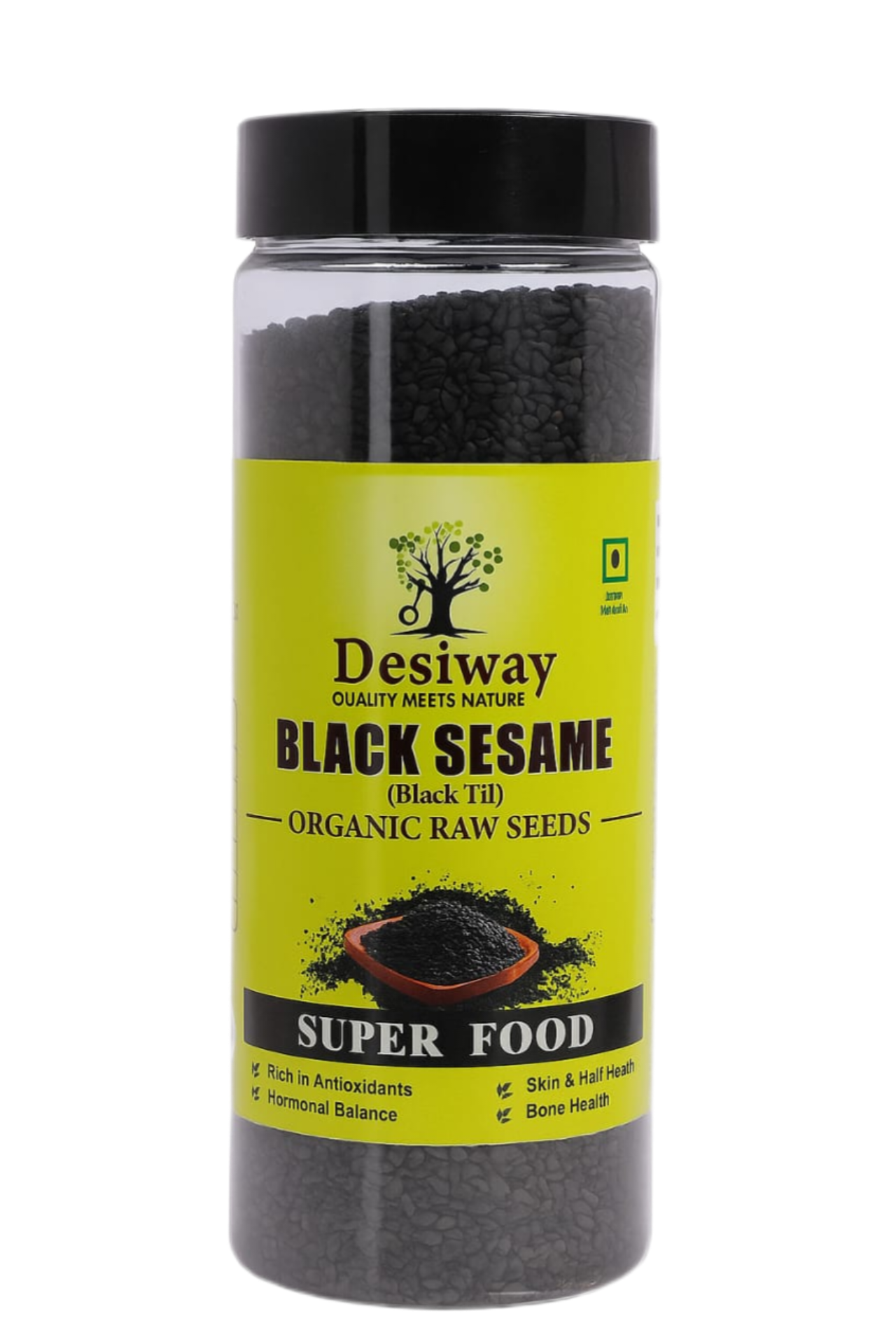 Desiway Black Sesame Seeds, Organic Raw Black Til, Super Food for Skin, Hair and Bone Health, Rich in Antioxidants 200gms
