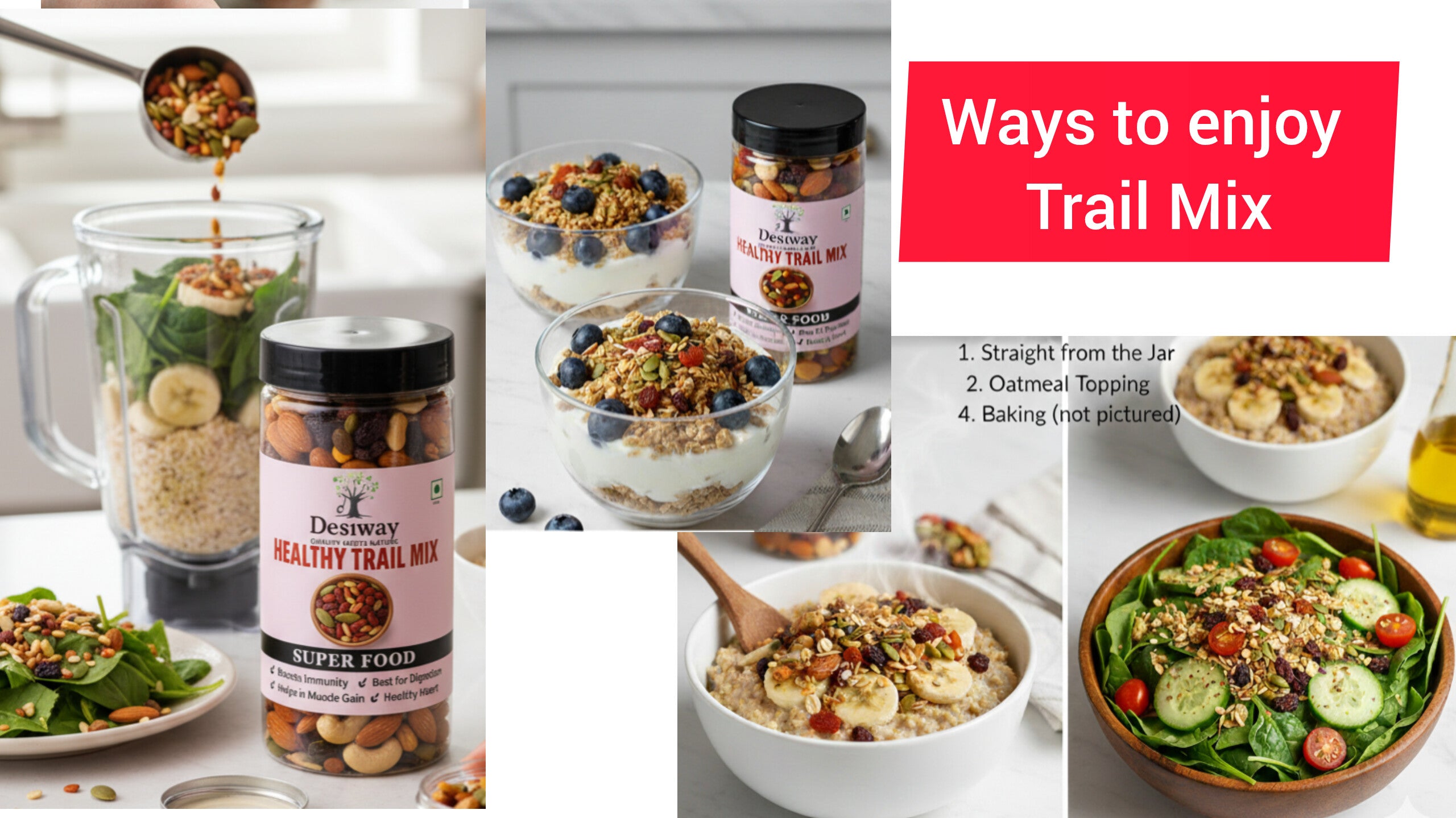 Desiway Healthy Trail Mix Superfood, Premium Nuts and Seeds, 200g, Supports Immunity and Digestion