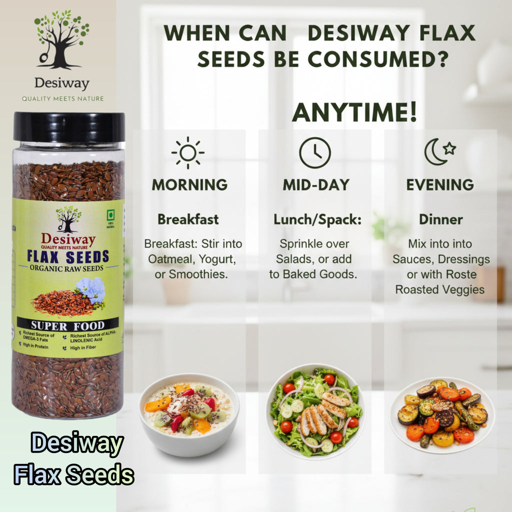 Desiway Organic Raw Flax Seeds 200g, 100% Natural Super Food, Rich in Omega-3, Protein and Fibre