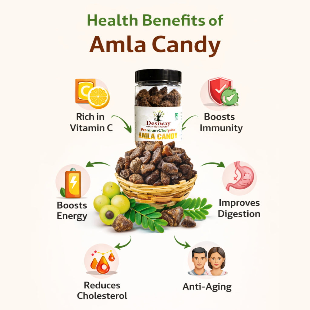 Desiway Premium Chatpata Amla Candy, Rich in Vitamin C, Traditional Indian Gooseberry Sweet and Spicy Candy 200gms