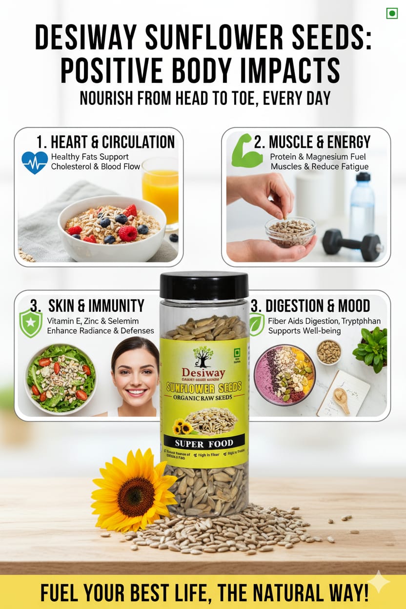 Desiway Organic Sunflower Seeds Raw | Rich in Protein, Fiber & Healthy Fats | Natural Superfood Seeds 200gms