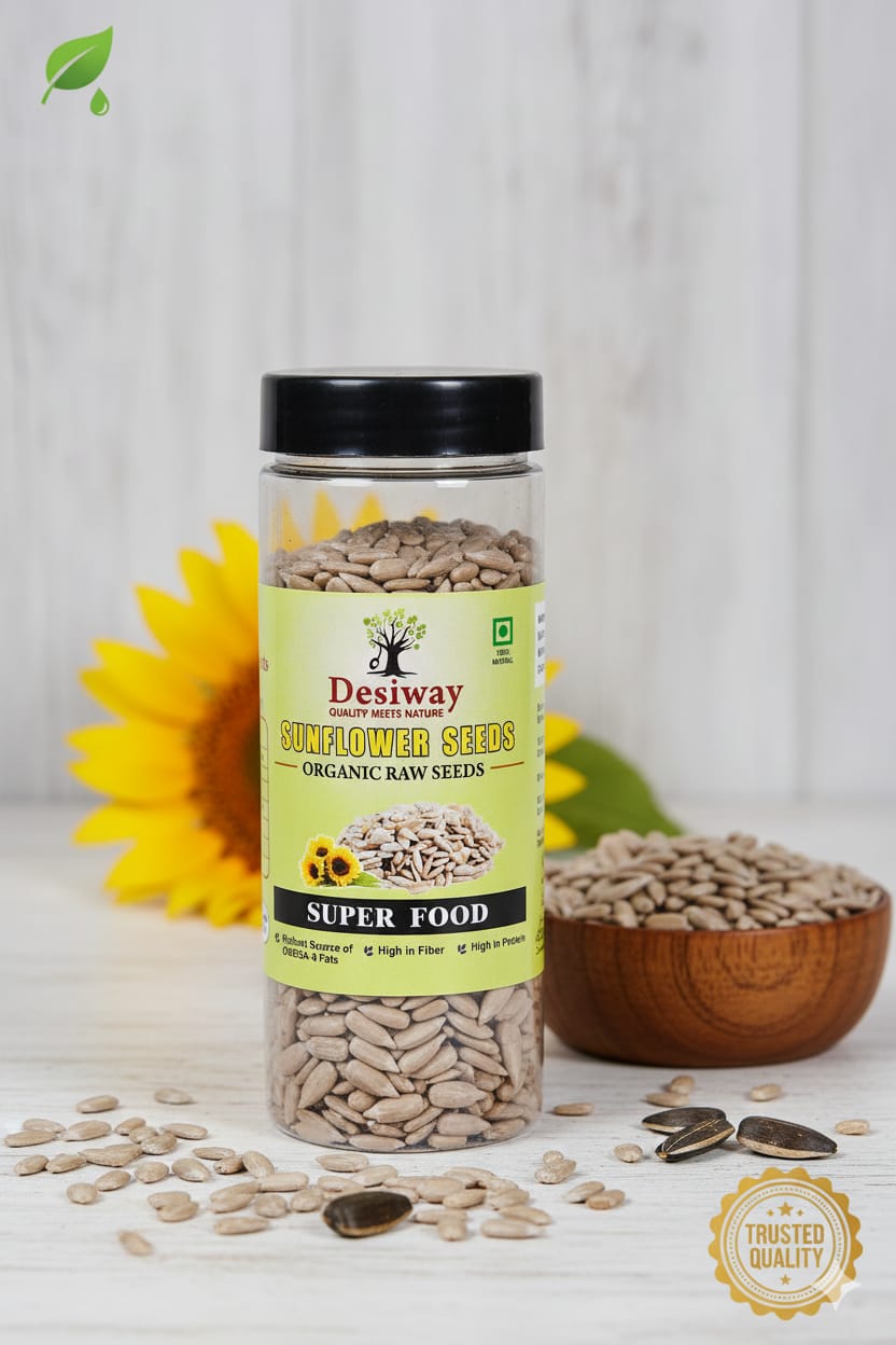 Desiway Organic Sunflower Seeds Raw | Rich in Protein, Fiber & Healthy Fats | Natural Superfood Seeds 200gms