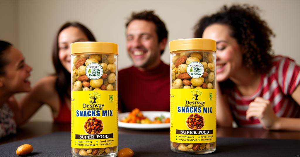Desiway Premium Snacks Mix with Almonds, Roasted in Extra Virgin Olive Oil, Super Food for Immunity and Digestion, Quality Mixed Nuts