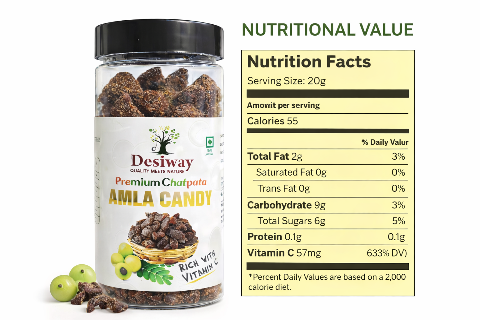 Desiway Premium Chatpata Amla Candy, Rich in Vitamin C, Traditional Indian Gooseberry Sweet and Spicy Candy 200gms