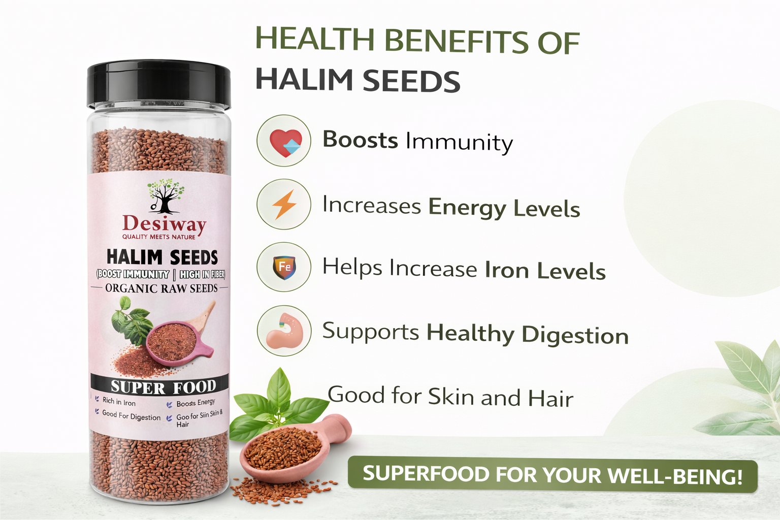 Desiway Halim Seeds (Garden Cress Seeds) 200g | Rich in Iron & Protein | Natural Superfood for Energy & Immunity | 100% Pure & Fresh