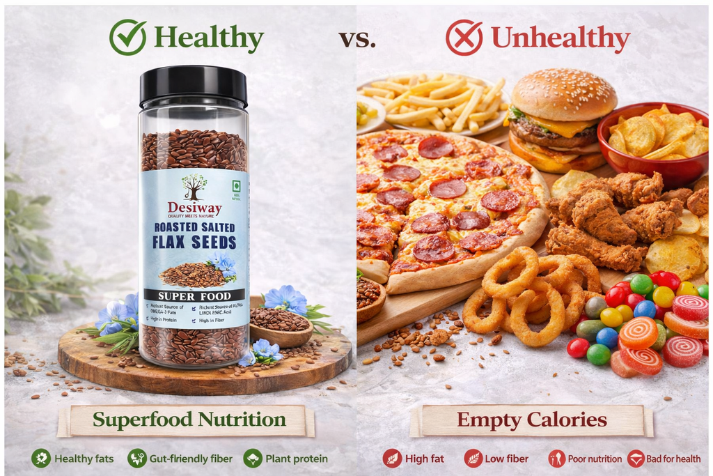 Desiway Roasted Salted Flax Seeds, Olive Oil Roasted Flax Seeds, High in Omega-3 and Protein 200gms